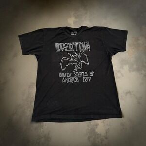 Led Zeppelin "United States of America 1977" T Shirt Black Graphic Tee Adult XL